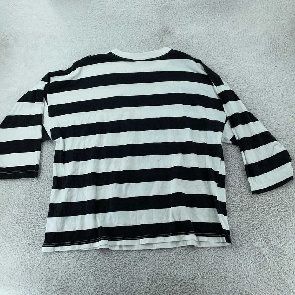 Vintage Garfield Striped Shirt XL Black White Cartoon Cat Jim Davis Tee USA 90s - Picture 6 of 9